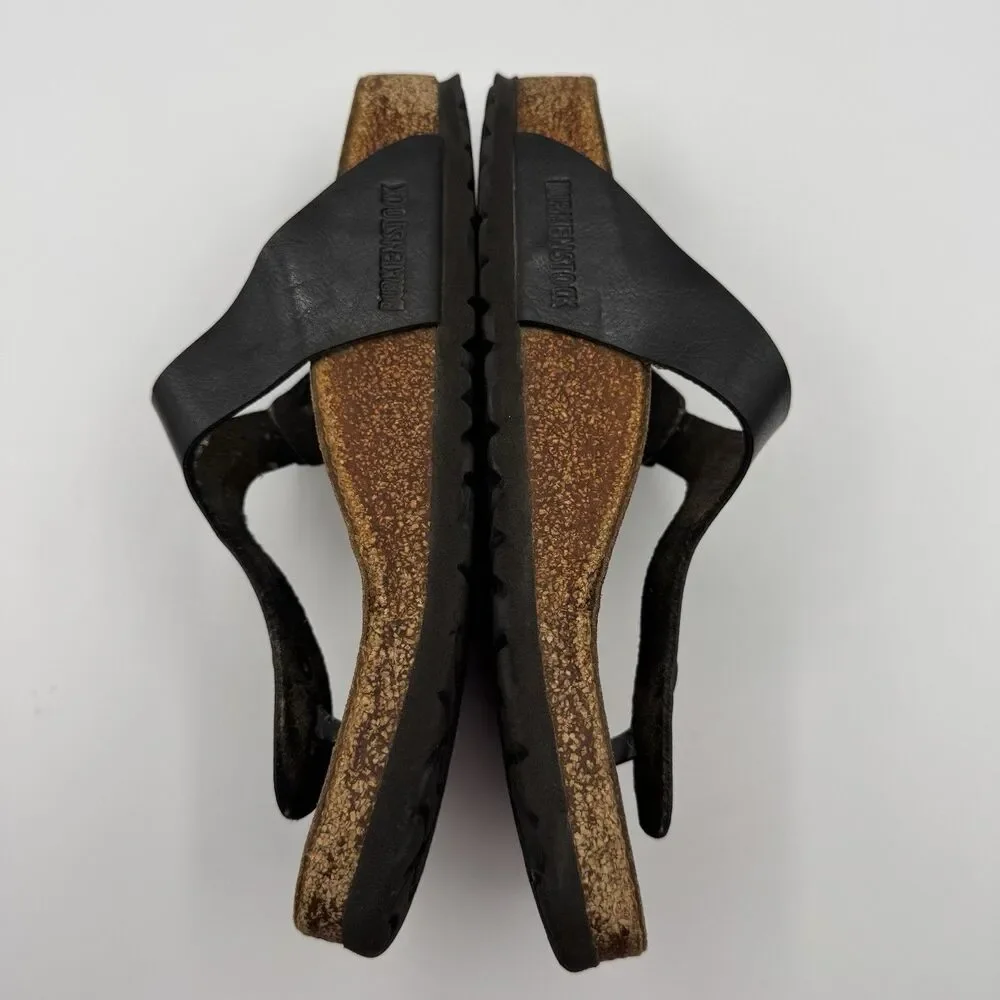 Birkenstock Gizeh Sandals Womens EU 38 US 7-7.5 Black Cork Narrow